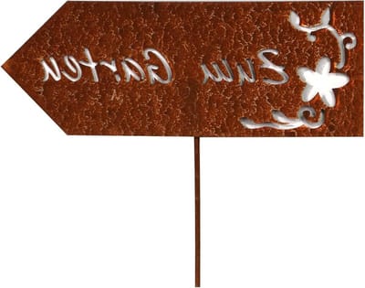 Tuinsteker Metaal - Tuinbord Roestlook - Tuin Decoreren - Weerbestendig Metaal - 28 cm Breed - Bruin