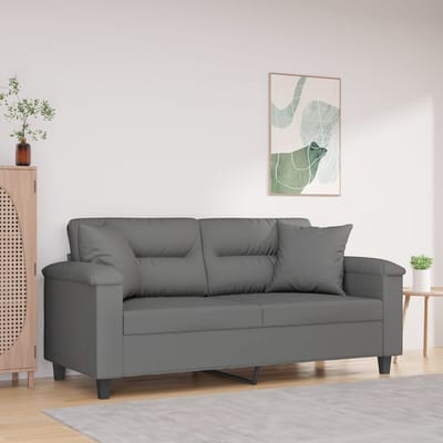 vidaXL - Tweezitsbank - met - kussens - 140 - cm - microvezelstof - donkergrijs