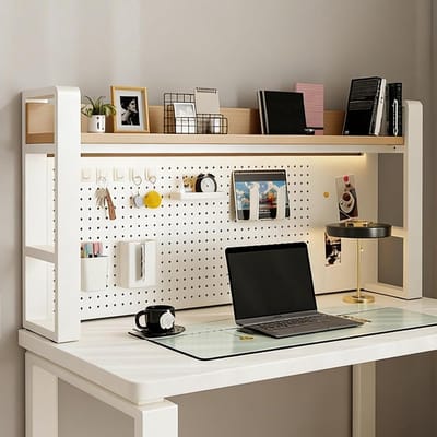 Bureau organizer - Opberger bureau - Werkruimte organiseren - Met pegboard - 55 x 66cm - Wit