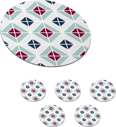 Onderzetters voor glazen - Rond - Patronen - Tegel - Abstract - 10x10 cm - Glasonderzetters - 6 stuks