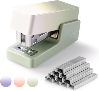 Mini Nietmachine - Kantoor Nietmachine - Papier Verwerken - Compact Ontwerp - 80 gram - Groen-wit Gemengd