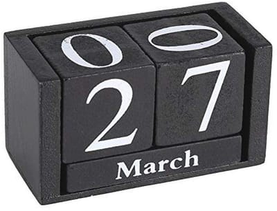 Houten Kalender Desktop - Vintage Maand en Datum Weergave Blok - Decoratie voor Thuis en Kantoor