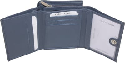 Leren rits portemonnee / compacte Tri-fold ritsportemonnee / beurs met rits voor muntgeld in rood, paars, roze, groen, navy, blauw, zwart leer / 134