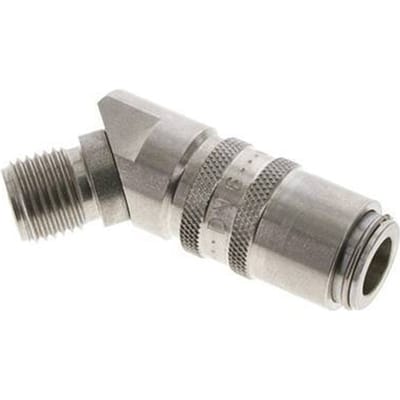 RVS DN 6 Tempereerkoppeling Snelkoppeling G 1/4 inch Buitendraad Dubbele afsluiting 45-deg