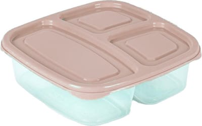 Plasticforte Vershoudbakje 3-vaks - 1ST - 1,2L - meal prep - herbruikbaar - taupe - vaatwasser bestendig - magnetron bakjes