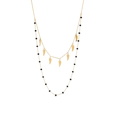 Luxenter Onyx collier afgewerkt in 18k geel goud - Omka