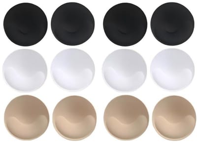 Bh-pads – 6 paar – 12 cm – 3 kleuren – Rond BH-pads van schuimrubber – Rekbaar & ademend – Vulling met verloop dunner aan de bovenkant/dikker aan de onderkant – Pads voor sport-bh's – Vervangende bh-cups – Inzetstukken voor bandeau-tops