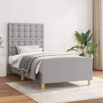 vidaXL - Bedframe - met - hoofdbord - stof - lichtgrijs - 80x200 - cm