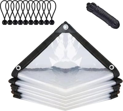Dekzeil, waterdicht, transparant, met ogen, afdekzeil voor tuinmeubelen, voor buiten te gebruiken, regendicht, plantenisolatie, meubels stofdicht, met bindtouw, 2 x 4 m