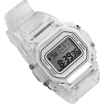 LED Digitaal Horloge Transparant Waterdicht Lichtgewicht Nauwkeurige Tijd Sporthorloge Wit wit