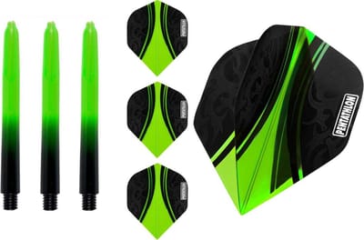 ABC Darts - Dart Flights Pentathlon - Dart flights en Medium Dart Shafts - Groen - 3 sets