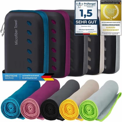 Famanu – Sport & Fitness Badhanddoek absorberend - licht & antibacterieel & sneldrogend (120 x 50 cm - Blauw)