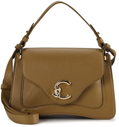COCCINELLE Leren schoudertas handtas C-Me Grained Leather Handbag Seagrass kaki
