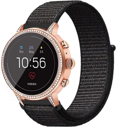 Strap-it Nylon smartwatch bandje 18mm geschikt voor Fossil Gen 6 42mm / Gen 5e 42mm - Huawei Watch GT 4 / 5 - 41mm / GT 5 Pro - 42mm - Withings ScanWatch Light / ScanWatch 2 - 38mm / Steel HR - 36mm (zwart mix)