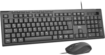 SnelShoppen - Ergonomisch Bekabeld Toetsenbord en Muis Set voor PC/Laptop, Spatwaterdicht, USB-aansluiting, Duitse QWERTZ-lay-out, Ideaal voor Kantoor