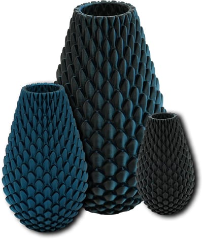 Myraka design vaas – Decoratieve vaas - Zwart / Blauw - 3d geprinte vaas – geschikt voor droogbloemen - 20CM