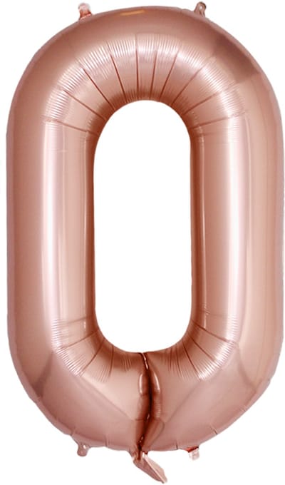 BTH – Folie Ballon Cijfer 0 – Rosé Goud – Feestversiering – Helium of Lucht – Verjaardag Decoratie – Met Rietje – 86cm