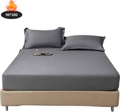 Nivard Hoeslaken Set - Inclusief Kussensloop - 3 Delige Set - Beddengoed - Fitted Sheet - Pillow Case - Bed - Donkergrijs 90 x 200