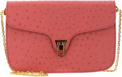 COCCINELLE Leren Schoudertas Beat Ostrich Crossbody Camelia Roze