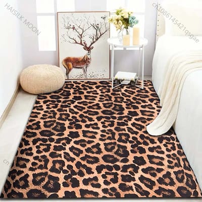 1 ST Wild Luipaardprint Tapijt voor Woonkamer Slaapkamer Bank Deurmat Decor Bank Gebiedskleed Antislip Vloermat Grote Maat 150x220cm (59x86in)