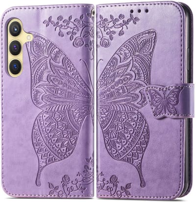 YPCd Bookcase geschikt voor Samsung Galaxy S24 Plus - Vlinder Design - Portemonnee / Wallet Hoesje - Paars