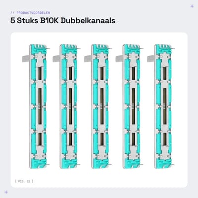 Dailygoods - 5 Stuks B10K Dubbelkanaals Schuifpotentiometer voor Meerdere Toepassingen