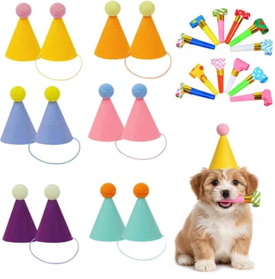 Dailygoods- Partyhoeden 12 stuks - Mini verjaardagsmutsen - Kegelvormig - Kleurrijk - Voor knuffeldieren - Inclusief elastieken - Verjaardagshoed