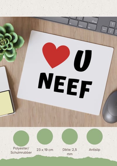 Akyol - love u neef Muismat - Neef - de liefste neef - verjaardag - cadeautje voor neef - neef artikelen - kado - geschenk - 23 bij 19 cm