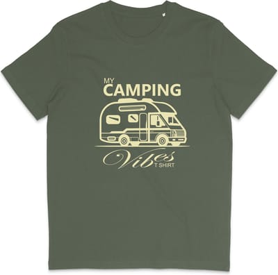 Heren en Dames T Shirt - Kamperen Camping Camper - Khaki Groen - XS