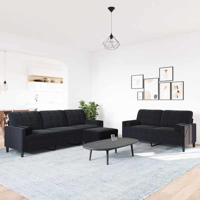 vidaXL - 3-delige - Loungeset - met - kussens - en - bolsters - fluweel - zwart