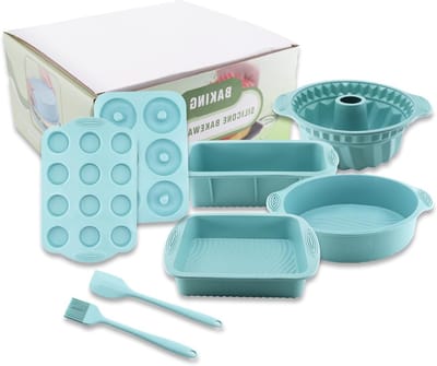 8-in-1 Siliconen Bakvormen voor Muffins, Brood, Taarten en Donuts met Deegschraper en Bakborstel