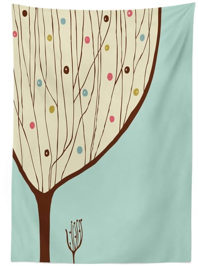 ABAKUHAUS Tafelkleed – tc_21380 140x170 cm – Handgetekende Boom – Zijden satijnmix