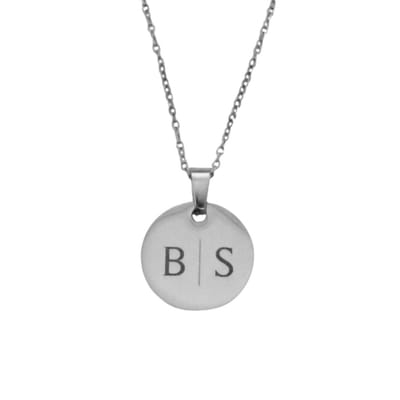 Munt Ketting met 2 Initialen Zilver