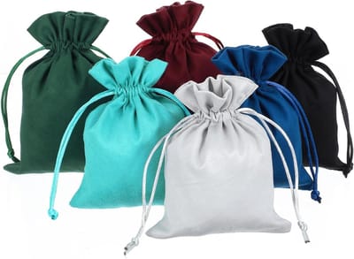 Set van 6 stuks fluwelen zakjes voor sieraden en feestcadeaus met trekkoord - Sierlijke en kleurrijke fluwelen geschenkzakjes