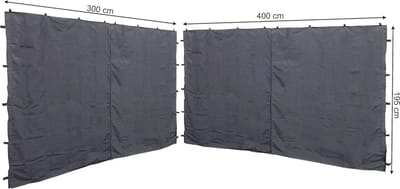 Zijpanelen met ritssluiting voor paviljoen 3x4m - Antraciet RAL 7012