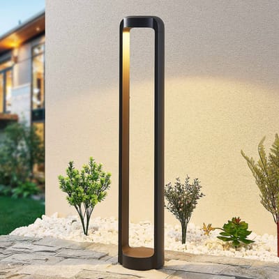Lucande - LED buitenlamp - 1licht - aluminium, polycarbonaat - H: 80 cm - antraciet - Inclusief lichtbron