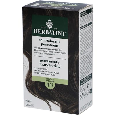 Herbatint Haarverf - Permanente Vegan Haarkleuring - Natuurlijke haarkleuring - 100% grijsdekking - Zonder gebruik van ammoniak - 4N Kastanje Haarverf - 170ml