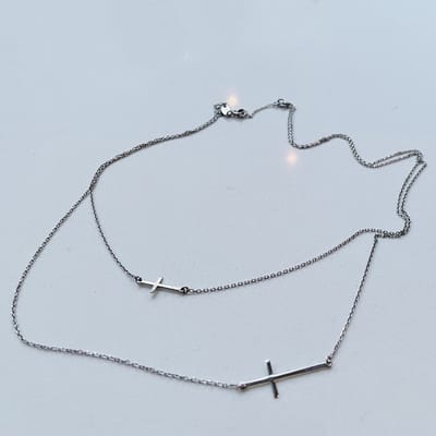 Layerketting kruis | AG925 | zilver