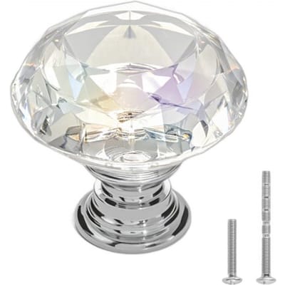 VEVOR Meubelknoppen, Verpakking van 12, 31 mm Kastknoppen van Acryl En Zinklegering, Ladeknoppen, Massief Ruitvormige Keukenknoppen, Knop met Schroeven voor Badkamer, Kasten, Laden