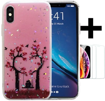Hoesje Geschikt voor Apple iPhone XS Max silicone/TPU back cover print/iphone xs max print achterkant + gratis screenprotector (2)
