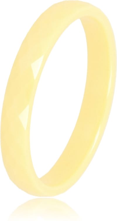 My Bendel - Keramieken Ring Facet Geslepen Pastel Geel 3mm - Keramieken Ring • Facet Geslepen • 3 Mm • Geel - met Luxe Cadeauverpakking | Sieraden Voor Dames | Maat 16.00 Mm / Maat 50