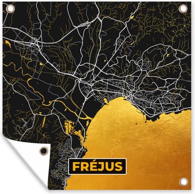 Tuin poster Frankrijk – Plattegrond – Kaart – Fréjus – Stadskaart - 200x200 cm - Tuindoek