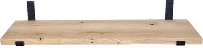 GoudmetHout® Wandplank Industrieel - 40 x 30 cm Muurplank - Eiken Hout - Decoratie Wandrek & Boekenrek - Hangplank Keuken - Wall Shelf + 2 Mat Zwarte Plankdragers van Staal