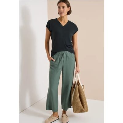 Shirt met korte mouwen en V-hals in effen kleur