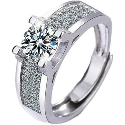 Bague ouverte en argent Sterling S925 pour femmes, bague ouverte en diamant Fl, Anillos De mariage, bandes De mariage, boîte De fiançailles Resizable gray