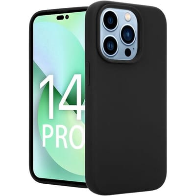 Coverzs telefoonhoesje geschikt voor Luxe Liquid Silicone case iPhone 14 Pro (zwart) - optimale bescherming - siliconen hoesje - zwart