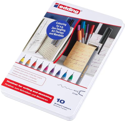 edding 55/10 S fineliners assorti set - ronde punt - 0,3 mm - set van 10 stuks