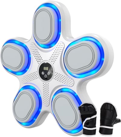 Boksmachine Muziek - Wandboksmachine Smart - Thuis Fitness - Dynamische LED Verlichting - 37x35x5 cm - Wit
