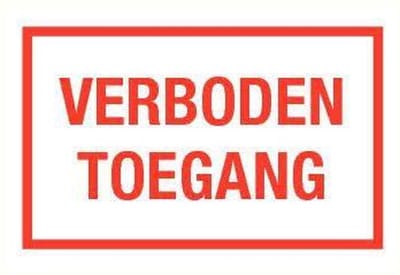 Verboden toegang tekstbord - kunststof 400 x 250 mm