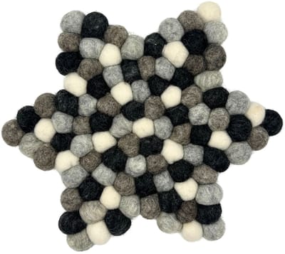 Felt Ball Star Centre Mat - Multi Grey Colour